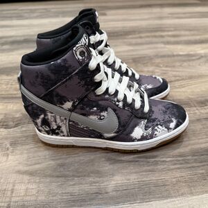 Nike Dunk Sky High Print Black Hidden Wedge Sneakers Womens Size US 8